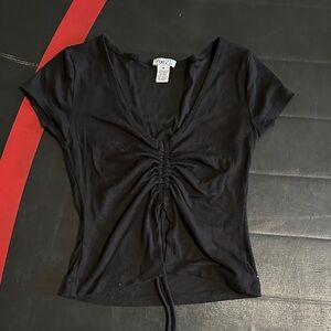 Rue21 Black Gathered Short Sleeve Top